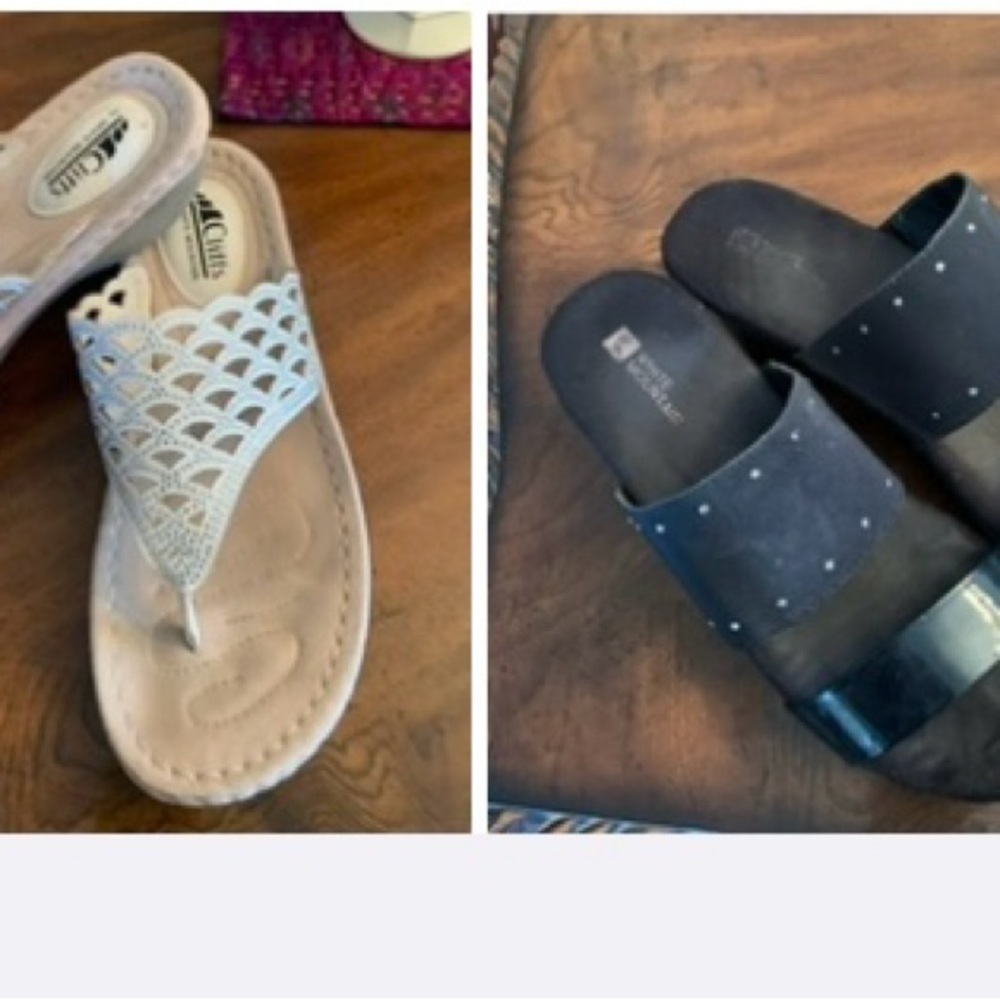 White Mountain Women's Sandals - Cream and Black 2 Pairs